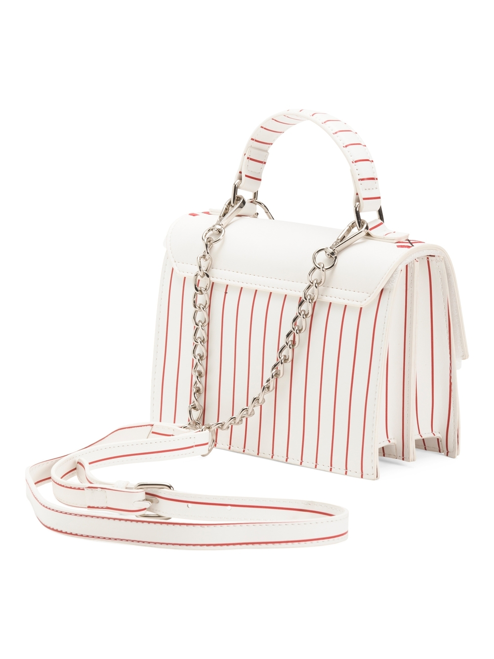 Betsey Johnson White & Red Baseball-Accent Crossbody Top-Handle Bag - Picture 2 of 3